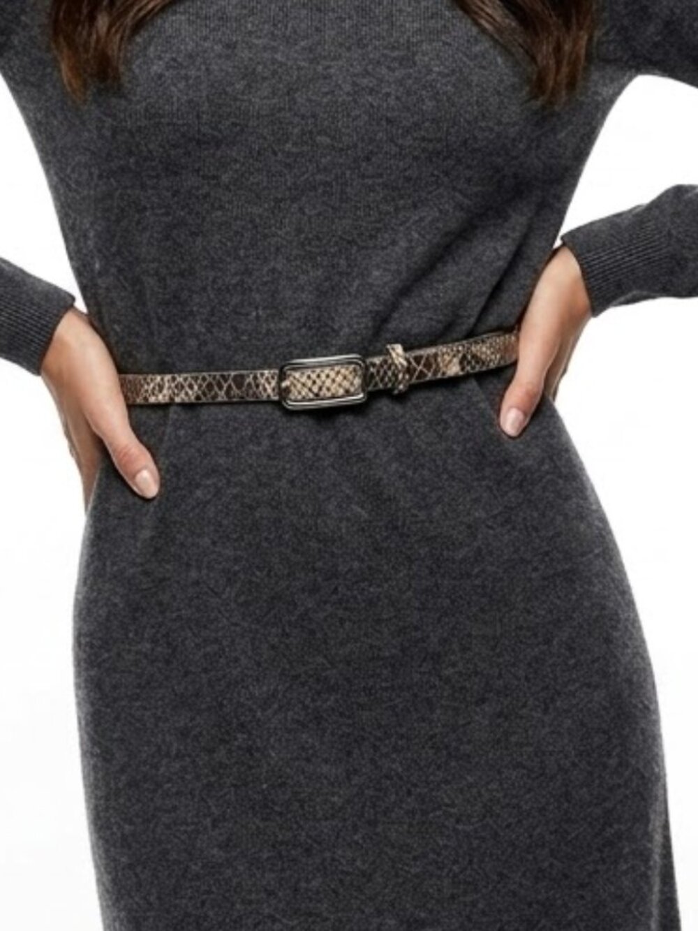 Old Navy Indie Sleaze Snakeskin Skinny Belt Gold Buckle M/L Neutral Python
